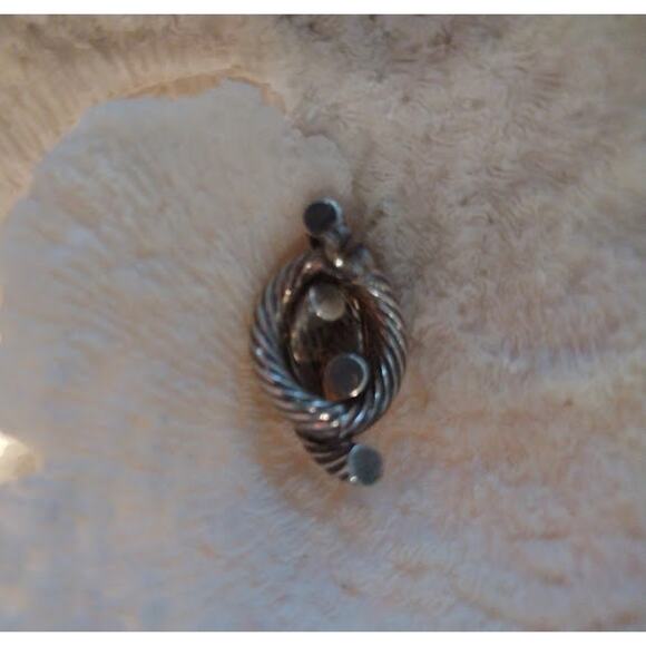 Vintage Dark Silver Post Earrings Textured - Picture 2 of 4